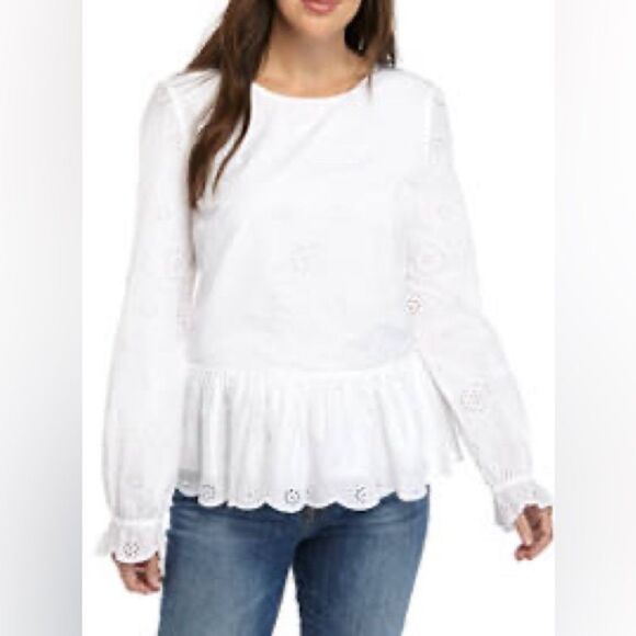 NWT Crown & Ivy Navy cotton
lace top, size S - Picture 12 of 13